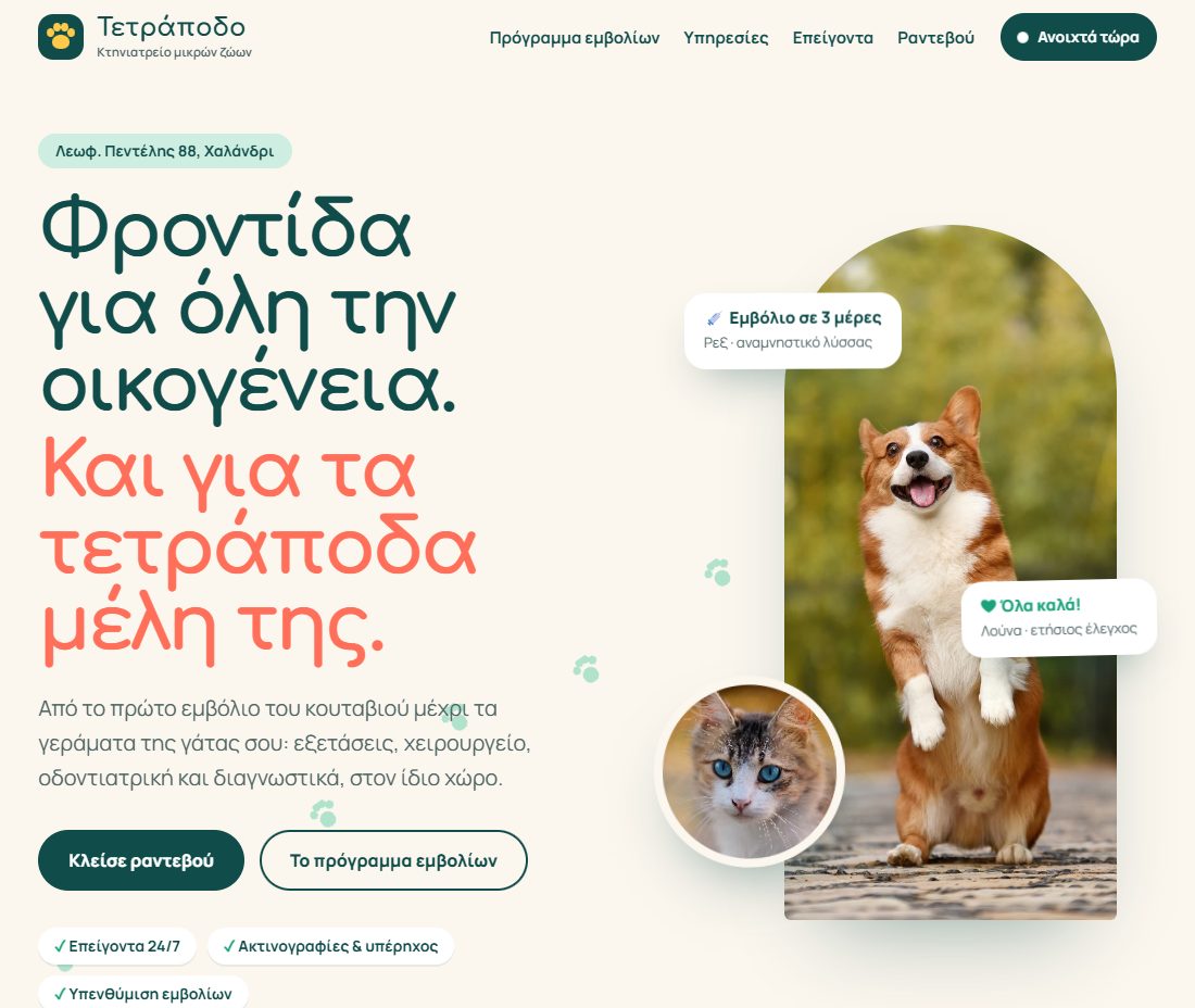Το δείγμα «Κτηνιατρεία & Pet Shops», σε υπολογιστή